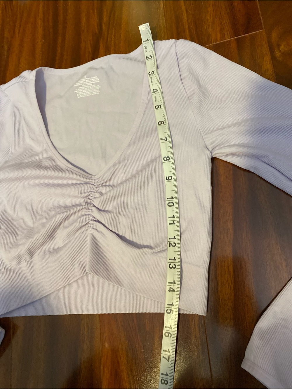 wild fable pastel Lavender Ruched V-Neck Cropped Long Sleeve Top - Picture 7 of 7